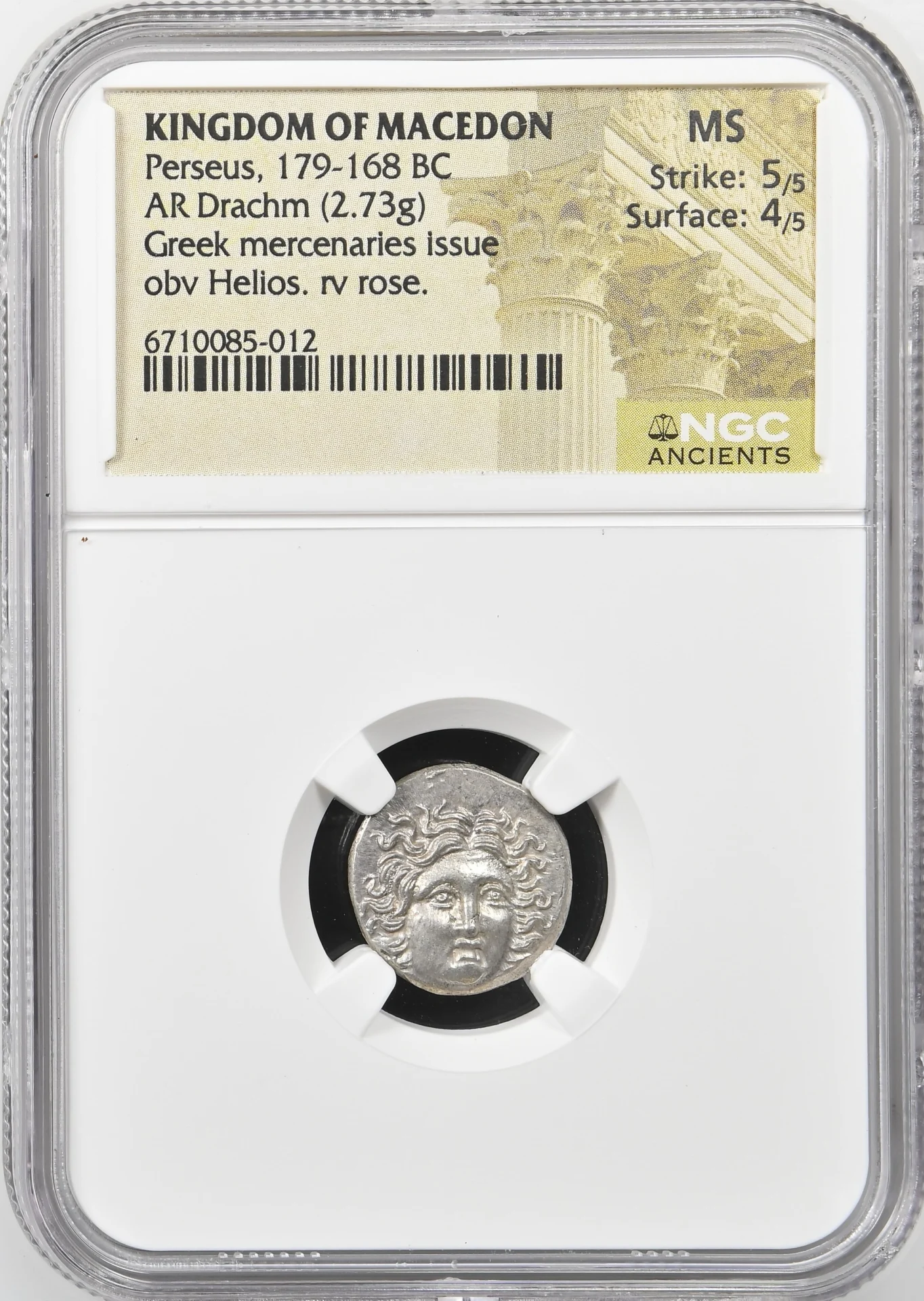 Ancient Coins Greek Macedonian Kings Macedonian Kings Perseus 179-168 BC AR Drachm NGC MS 0159228 Macedonian Kings Perseus 179-168 BC AR Drachm NGC MS 0159228Macedonian Kings Perseus 179-168 BC AR Drachm NGC MS 0159228