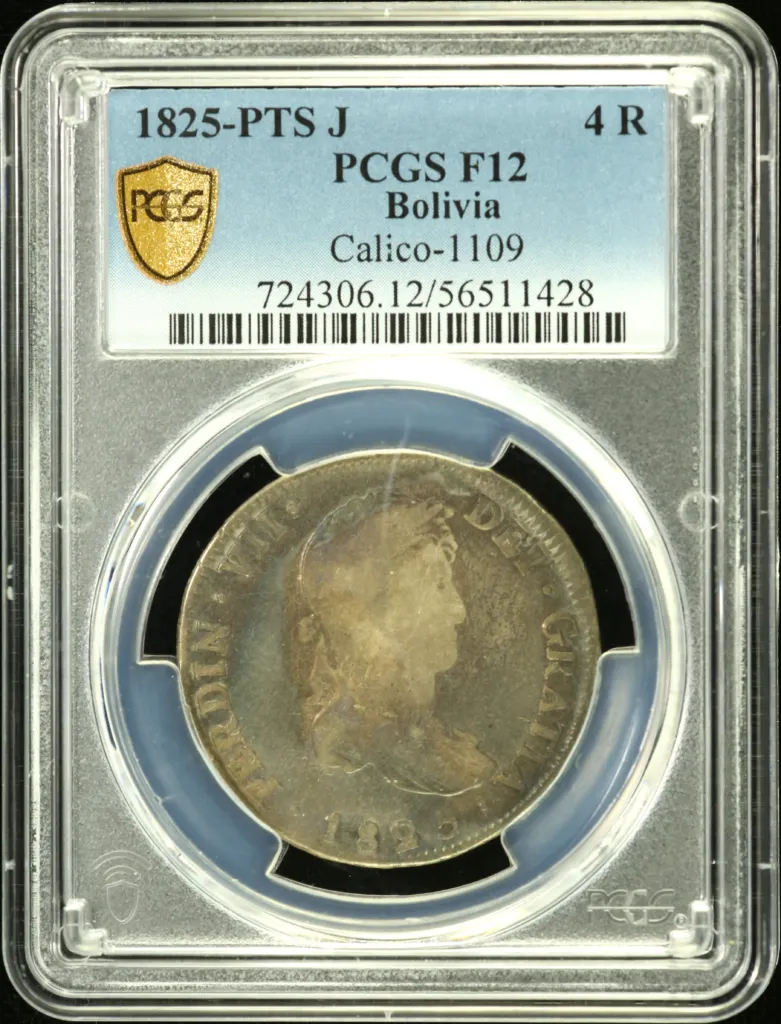 Bolivia 4 Real 1825 Pts J Calico-1109 PCGS F12 0159062