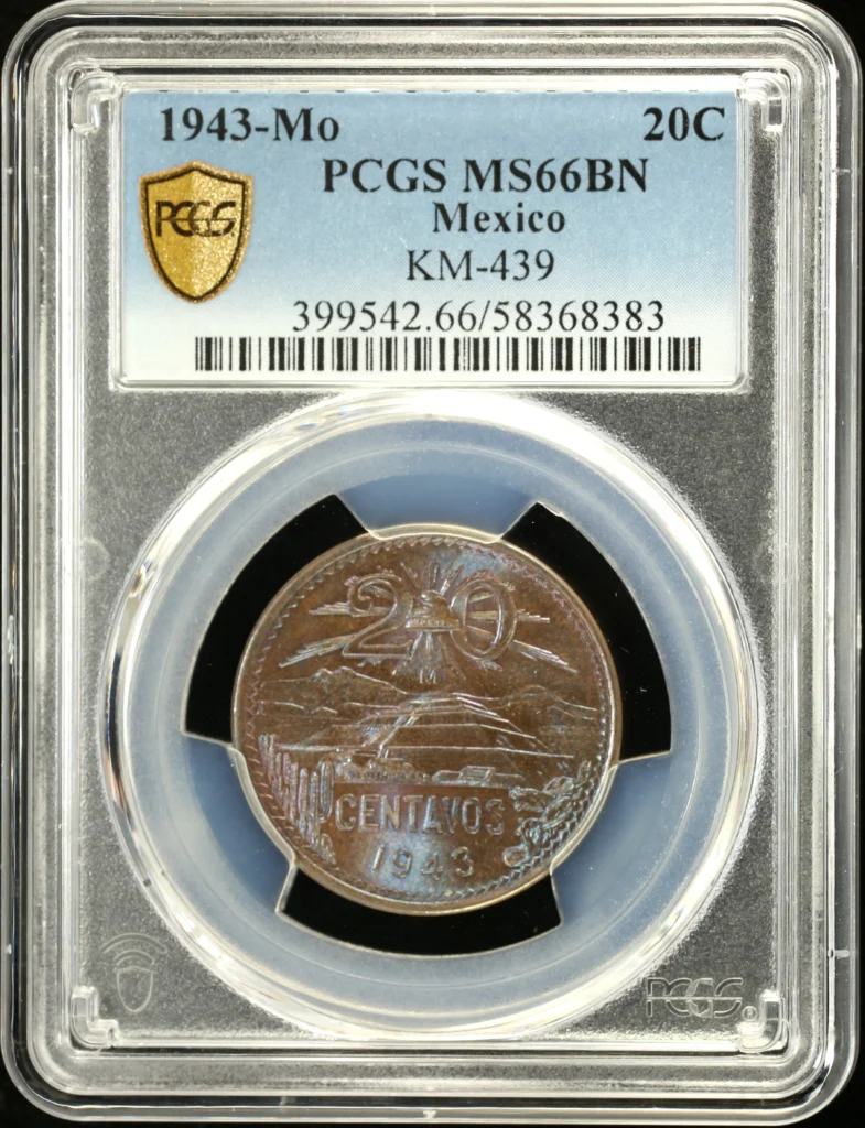 Modern Silver & Minors 20 Centavo 1943 Mo PCGS MS66BN KM-439 0159216