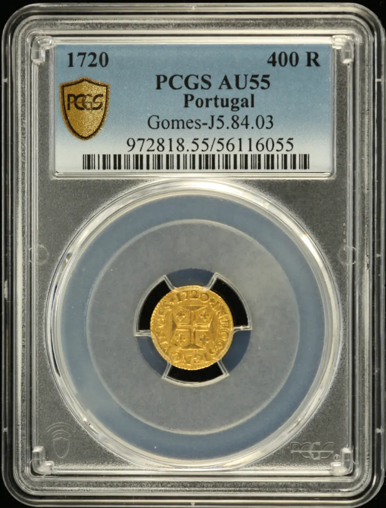 Portugal 400 Reis (Cruzado) 1720 PCGS AU55 0159067