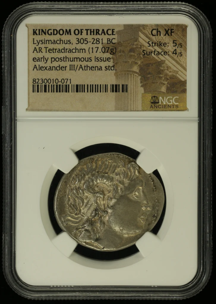 Thrace Lysimachus 305-281 BC AR Tetradrachm NGC Ch XF 0159224