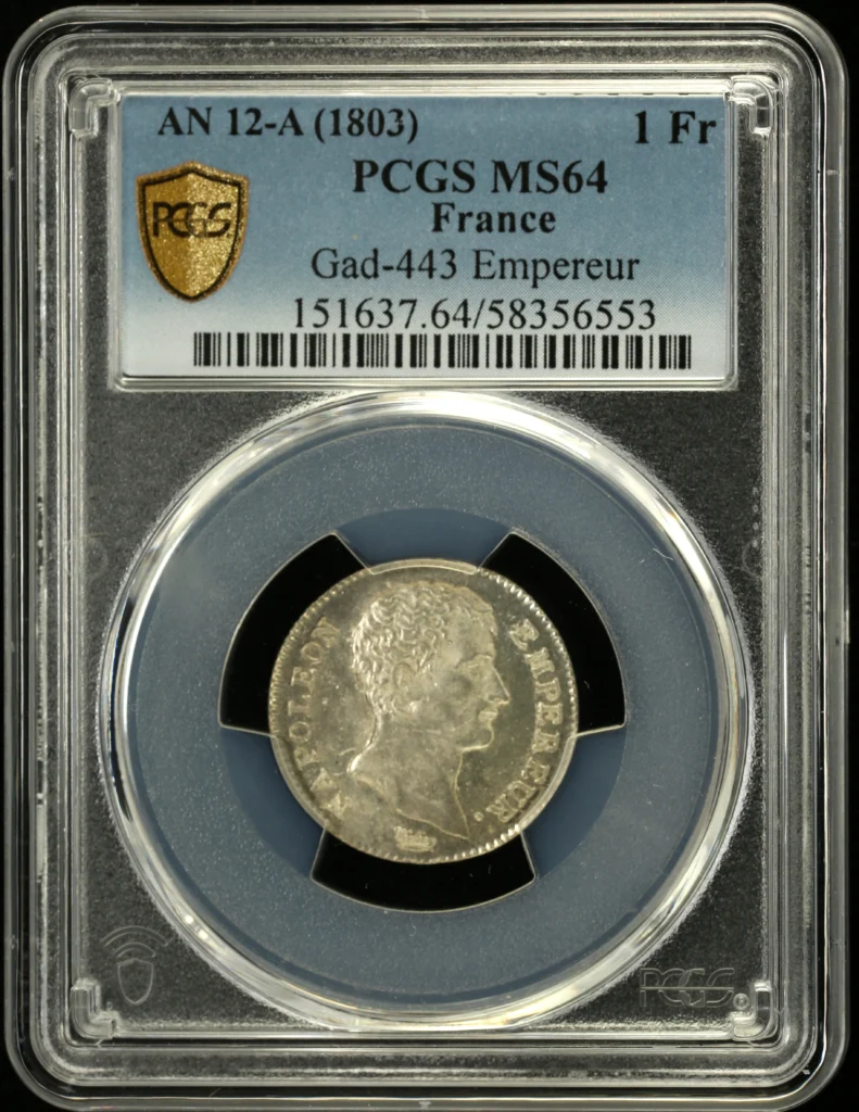France Franc AN12 (1803) A PCGS MS64 Gad-443 0160927