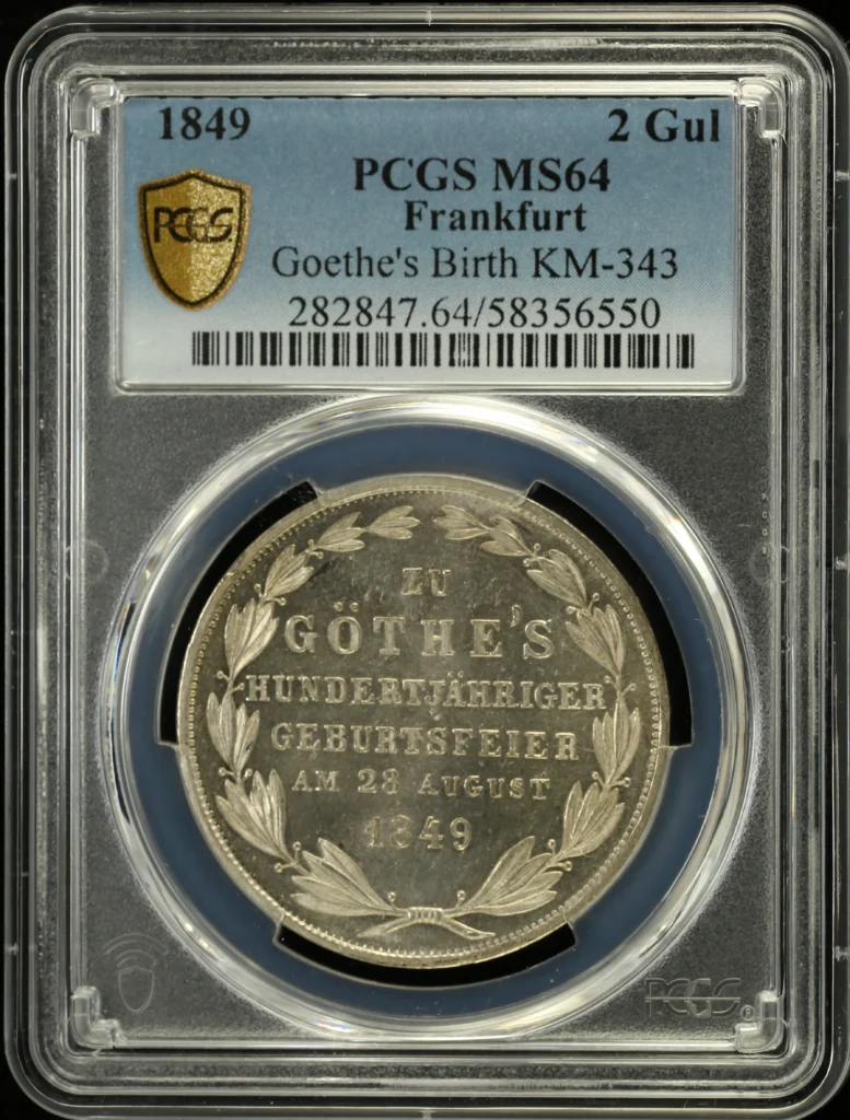 Germany 2 Gulden 1849 Frankfurt PCGS MS64 KM-343 0160930