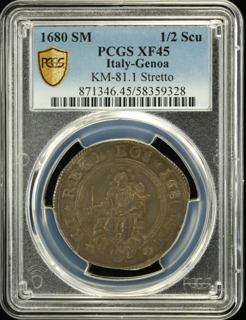 Italy/San Marino/Vatican 1/2 Scudo 1680 Genoa SM PCGS XF45 KM-81.1 0160938