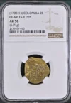 Colombia 2 Escudos (1700-13) NGC AU58 0161224