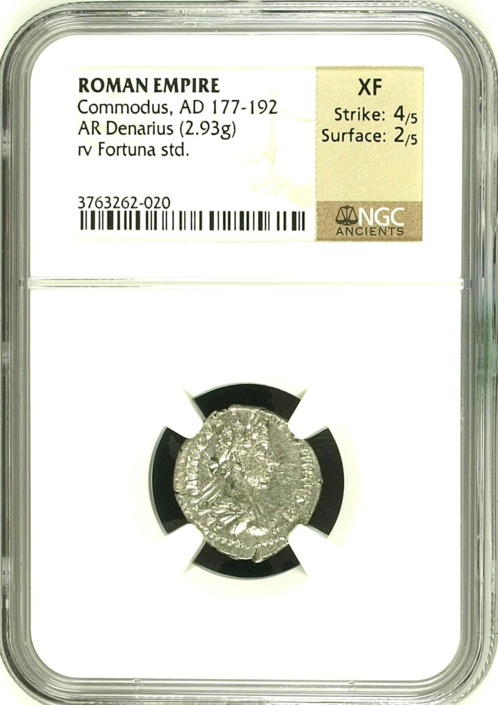 Roman Imperial Commodus 177-192 AD AR Denarius NGC XF 0161233