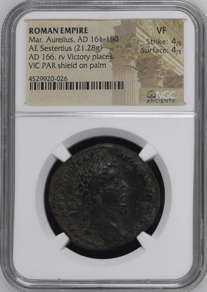 Roman Imperial Marcus Aurelius 161-180 AD AE Sestertius NGC VF 0161234