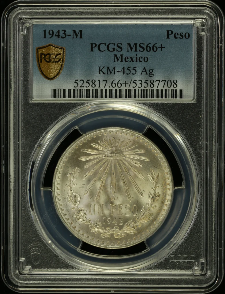 Modern Silver & Minors Peso 1943 M KM-455 PCGS MS66+ 0160575