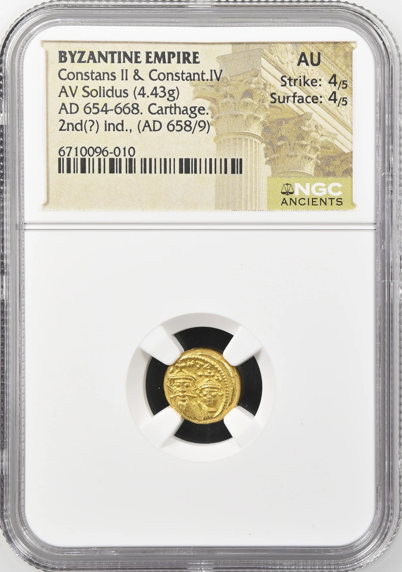 Ancient Coins Byzantine Byzantine Constans II & Constant IV 654-668 AD AV Solidus NGC AU 0160536 Byzantine Constans II & Constant IV 654-668 AD AV Solidus NGC AU 0160536Byzantine Constans II & Constant IV 654-668 AD AV Solidus NGC AU 0160536