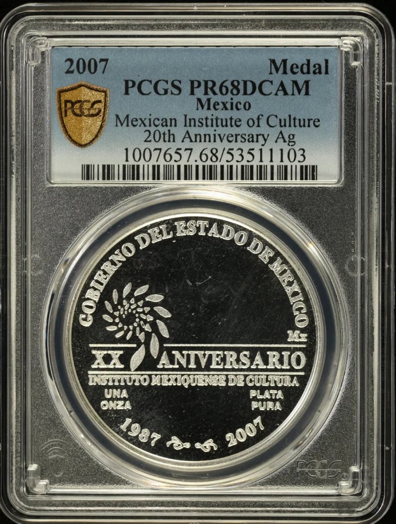 Medals & Tokens 20th Anniversary Mexican Institute of Culture Medal 2007 PCGS PR68DCAM 0160719