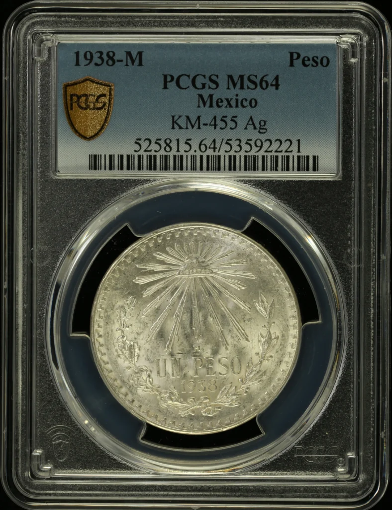 Modern Silver & Minors Peso 1938 M KM-455 PCGS MS64 0160842