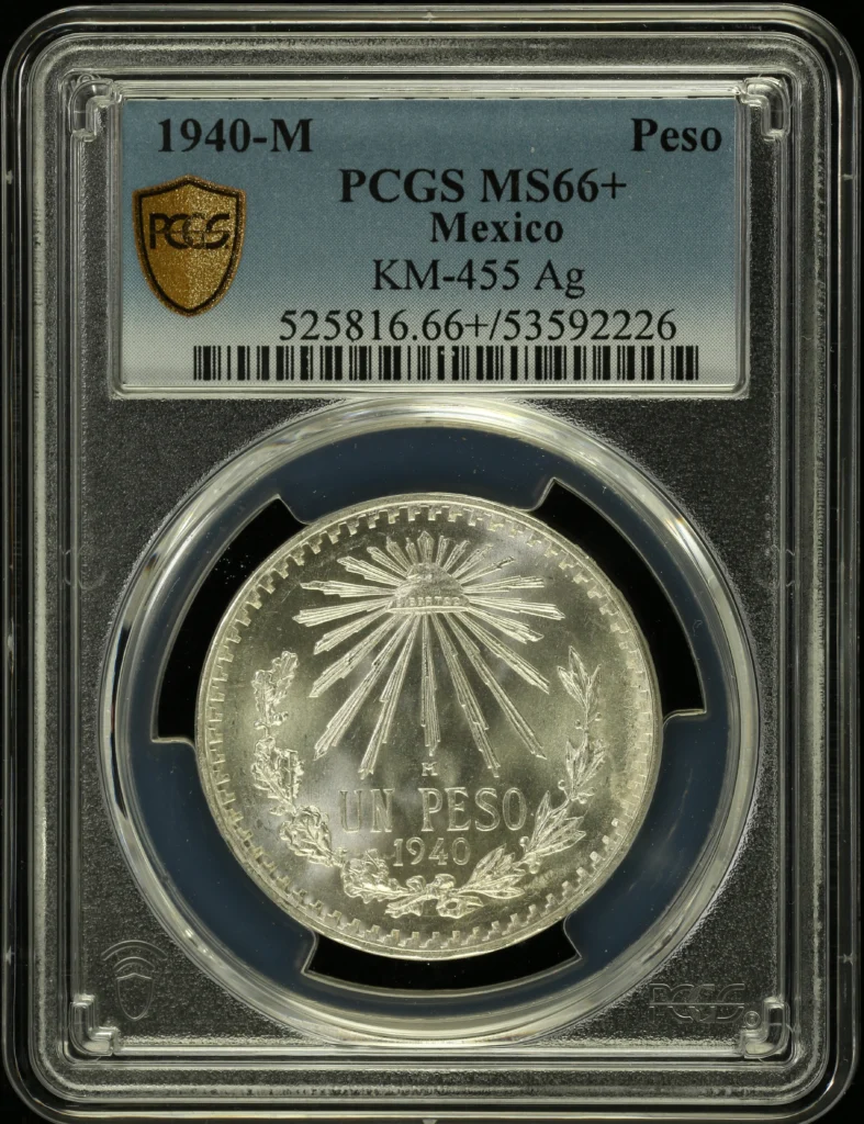 Modern Silver & Minors Peso 1940 M KM-455 PCGS MS66+ 0160848