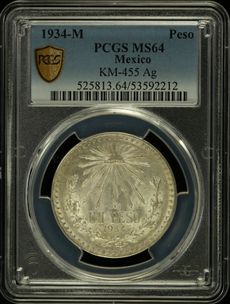 Modern Silver & Minors Peso 1934 M KM-455 PCGS MS64 0160886