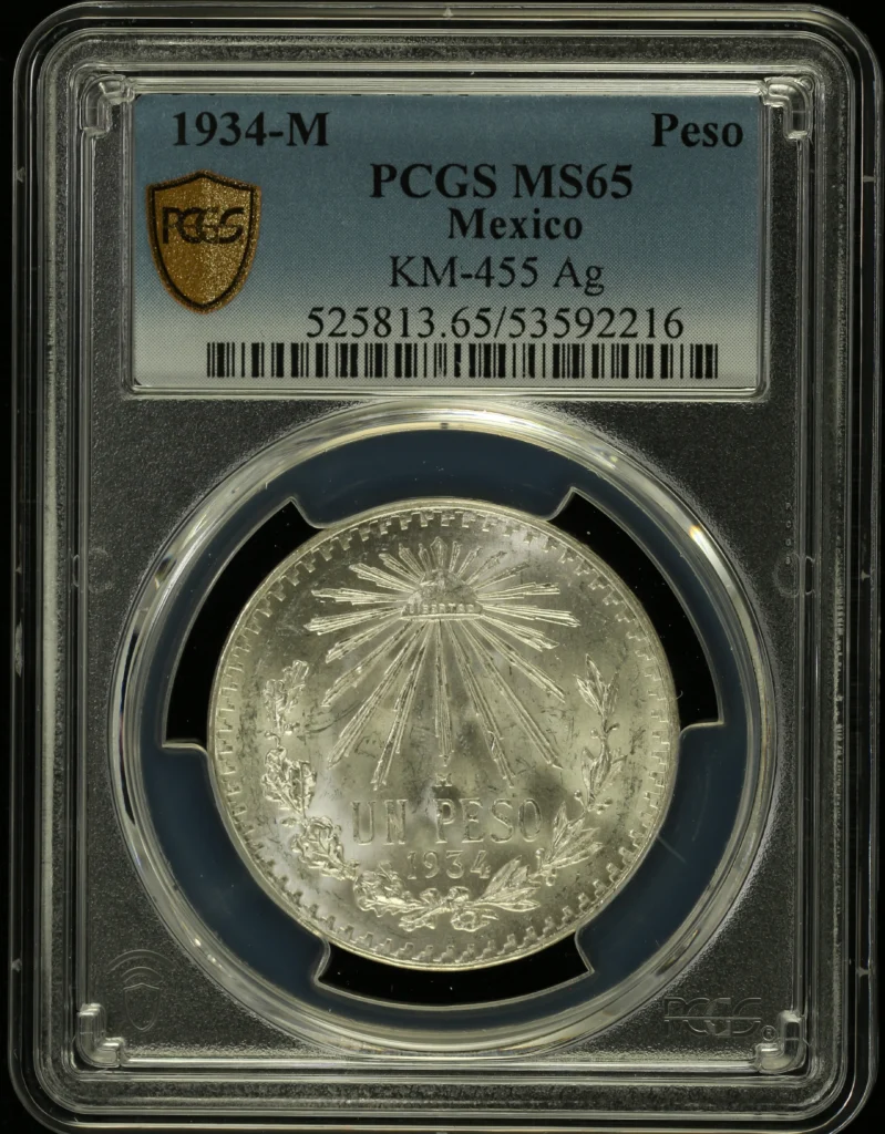 Modern Silver & Minors Peso 1934 M KM-455 PCGS MS65 0160888