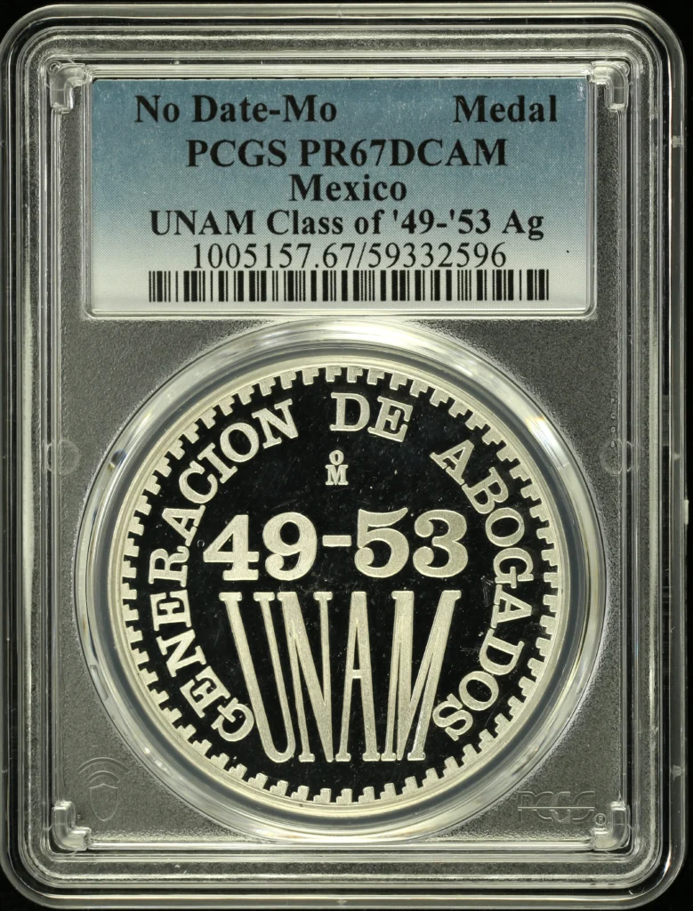 Medals & Tokens UNAM Class of 49-53 Silver Medal Mo PCGS PR67DCAM 0160989