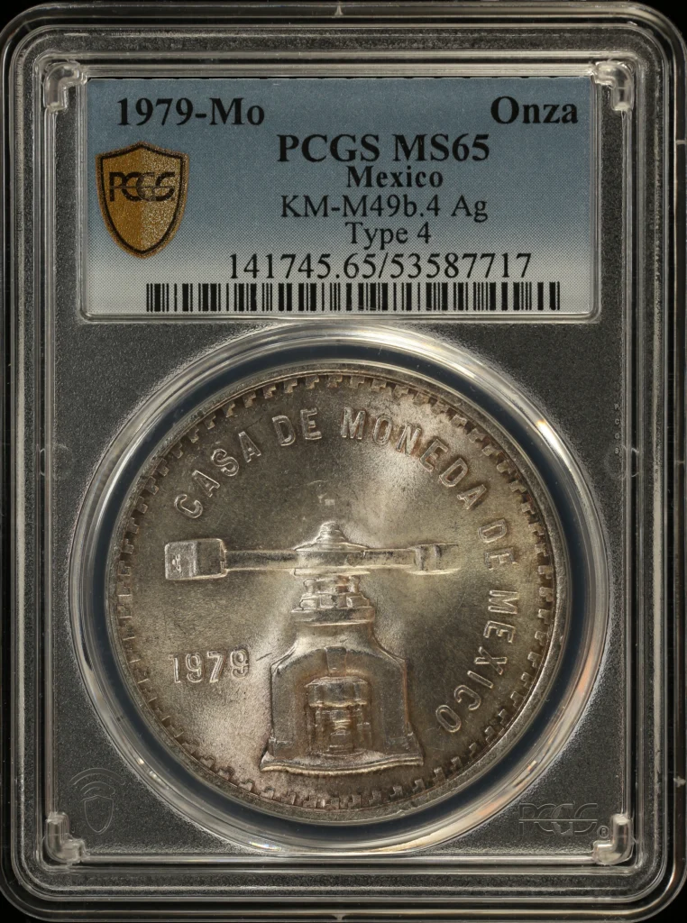 Modern Silver & Minors Onza Modern Silver & Minors Onza 1979 Mo KM-M49b.4 PCGS MS65 0160566 Modern Silver & Minors Onza 1979 Mo KM-M49b.4 PCGS MS65 0160566