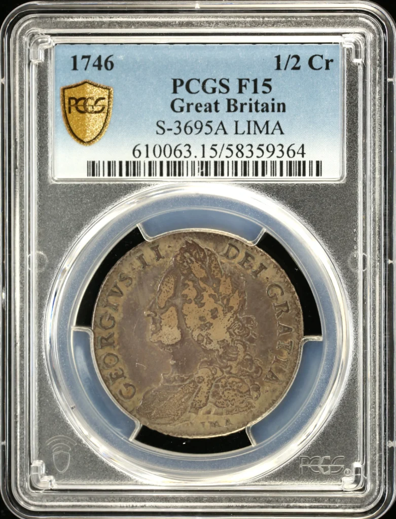UK (Great Britain) 1/2 Crown 1746 Lima PCGS F15 0160544