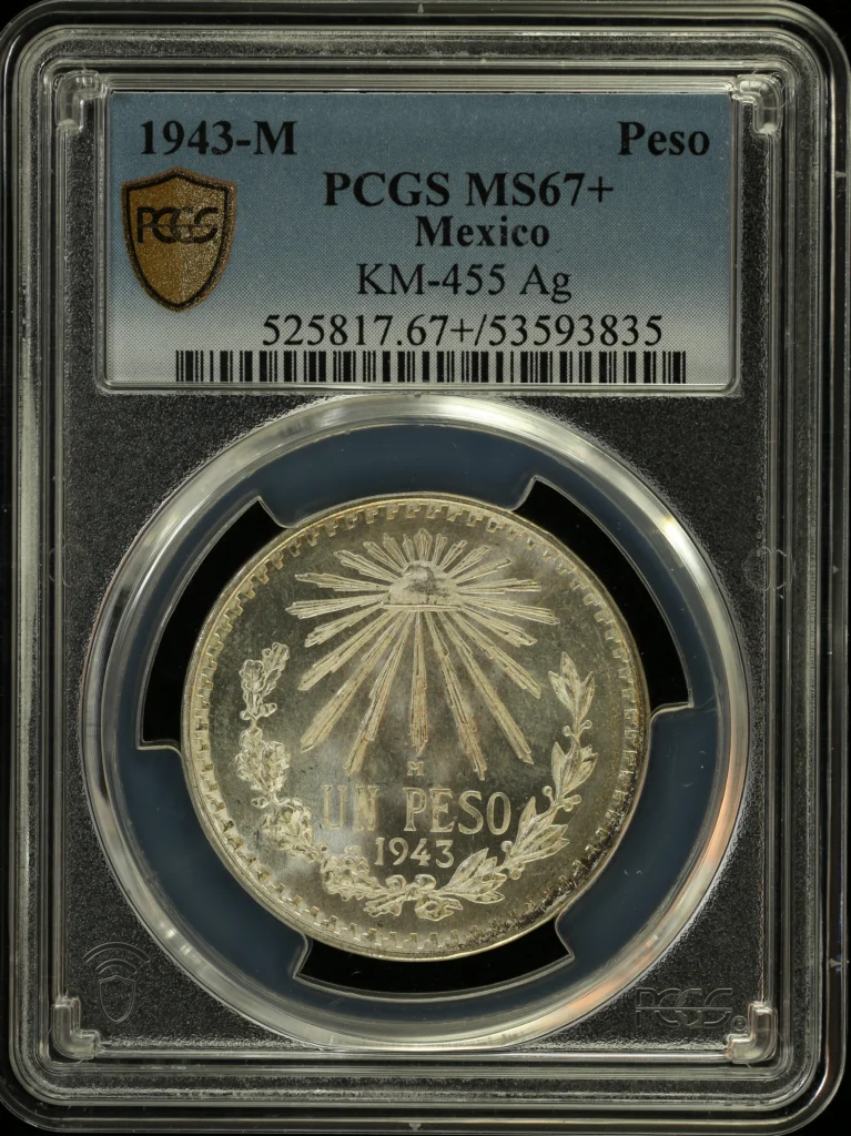Modern Silver & Minors Peso 1943 M KM-455 PCGS MS67+ 0160679