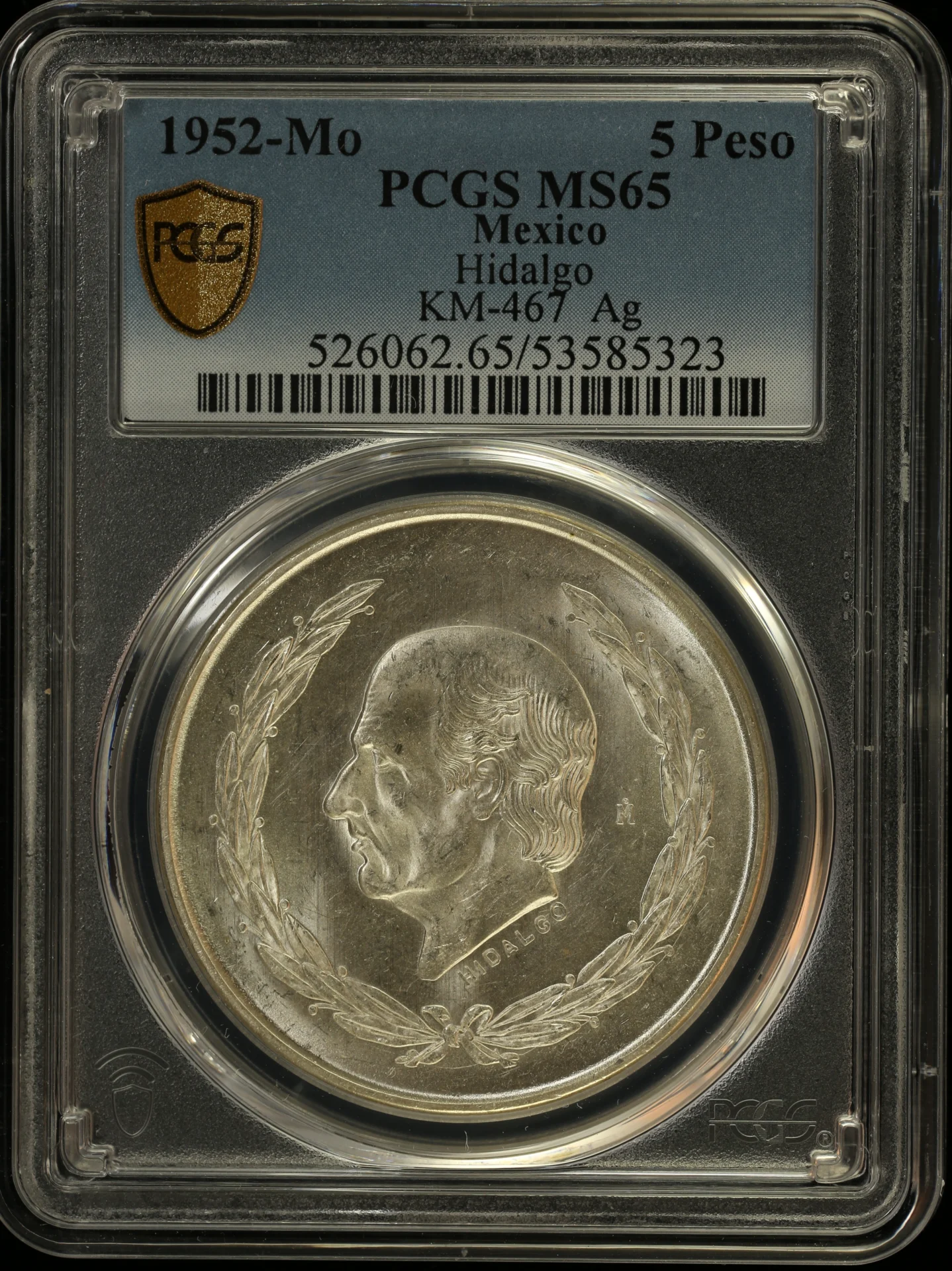 5 Peso Mexican Coins Modern Silver & Minors Modern Silver & Minors 5 Peso 1952 Mo KM-467 PCGS MS65 0160741 Modern Silver & Minors 5 Peso 1952 Mo KM-467 PCGS MS65 0160741
