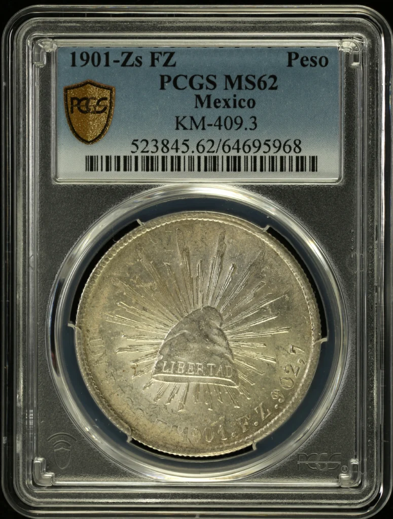 Republic Silver & Minors Peso 1901 Zs FZ KM-409.3 PCGS MS62 0161284