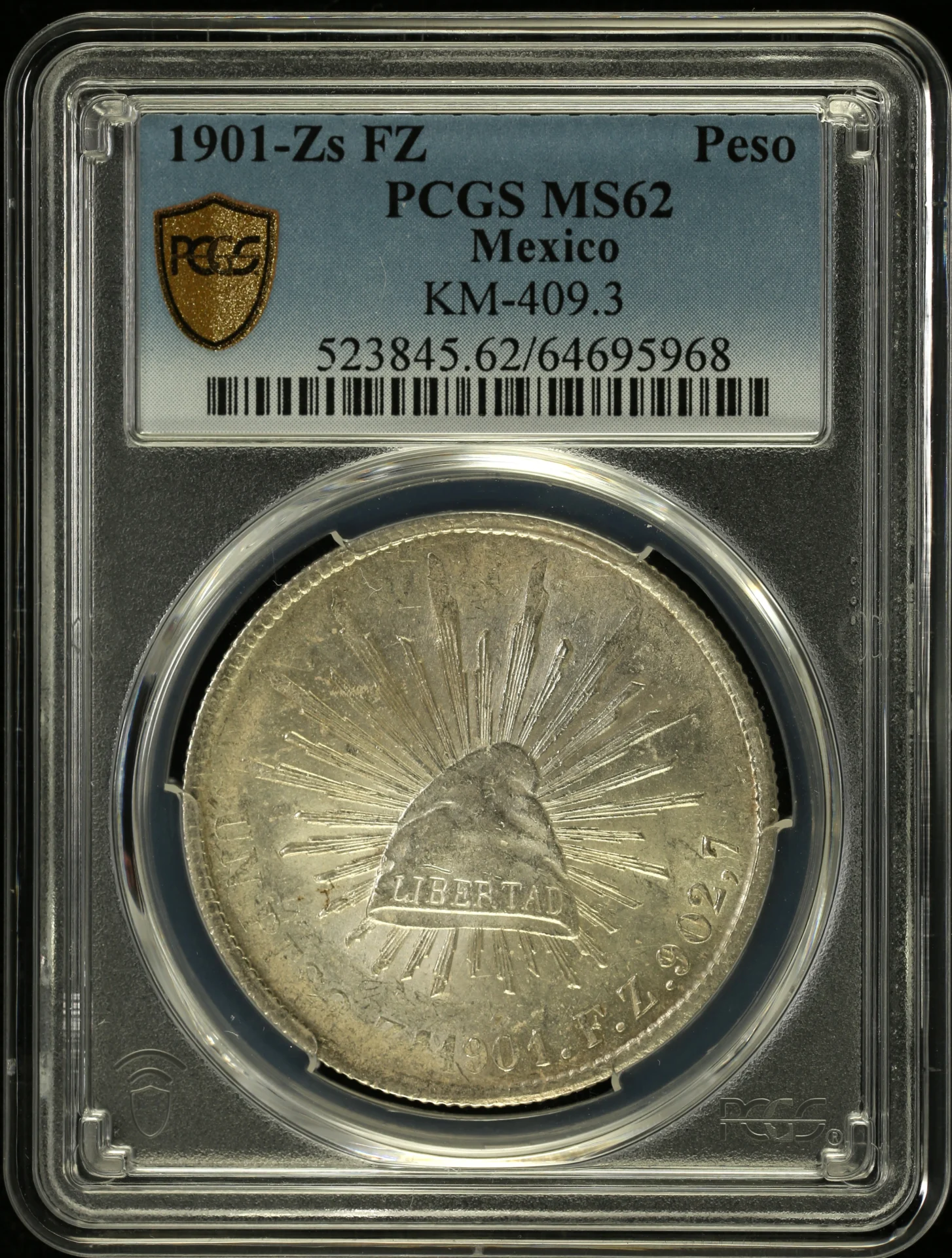 Mexican Coins Republic Silver & Minors Republic Silver & Minors Peso 1901 Zs FZ KM-409.3 PCGS MS62 0161284 Republic Silver & Minors Peso 1901 Zs FZ KM-409.3 PCGS MS62 0161284Republic Silver & Minors Peso 1901 Zs FZ KM-409.3 PCGS MS62 0161284