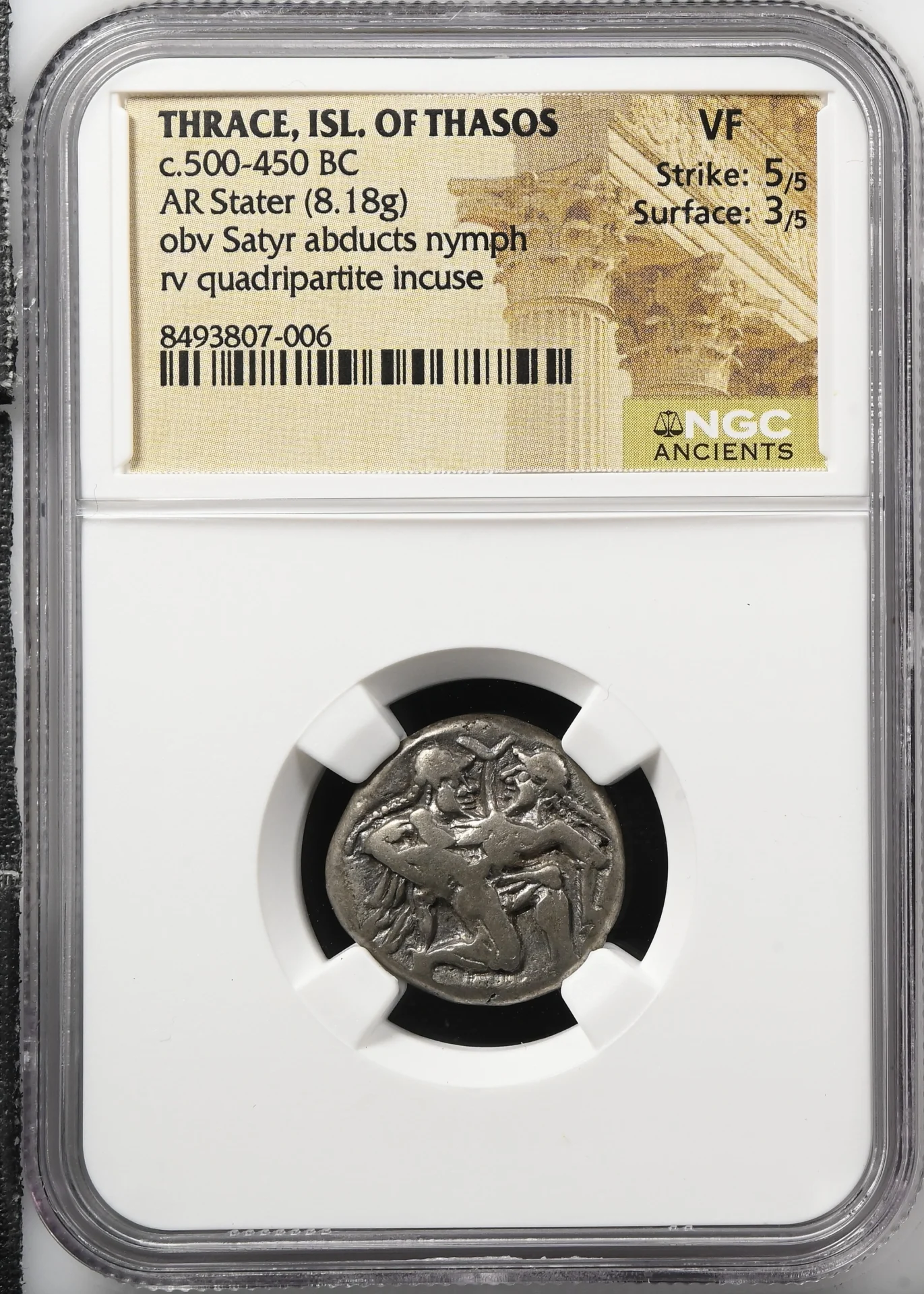 Ancient Coins Greek Islands Off Thrace Thrace, Islands Off c.500-450 BC AR Stater NGC VF 0161686 Thrace, Islands Off c.500-450 BC AR Stater NGC VF 0161686Thrace, Islands Off c.500-450 BC AR Stater NGC VF 0161686