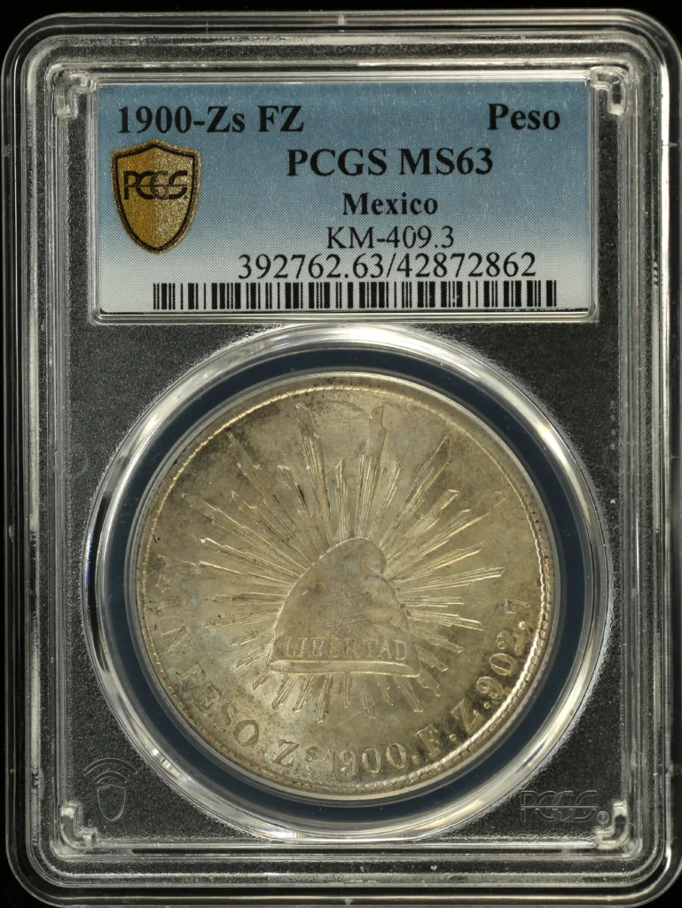 Republic Silver & Minors Peso 1900 Zs FZ KM-409.3 PCGS MS63 0161380
