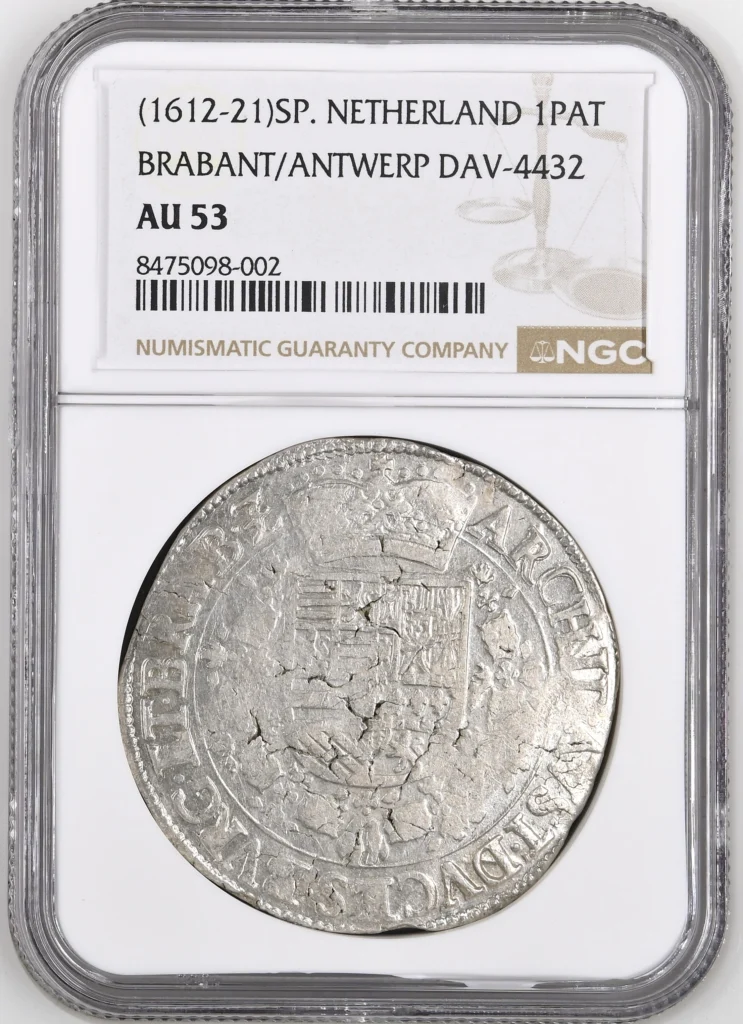 Belgium Patagon (1612-21) Brabant/Antwerp DAV-4432 NGC AU53 0161440