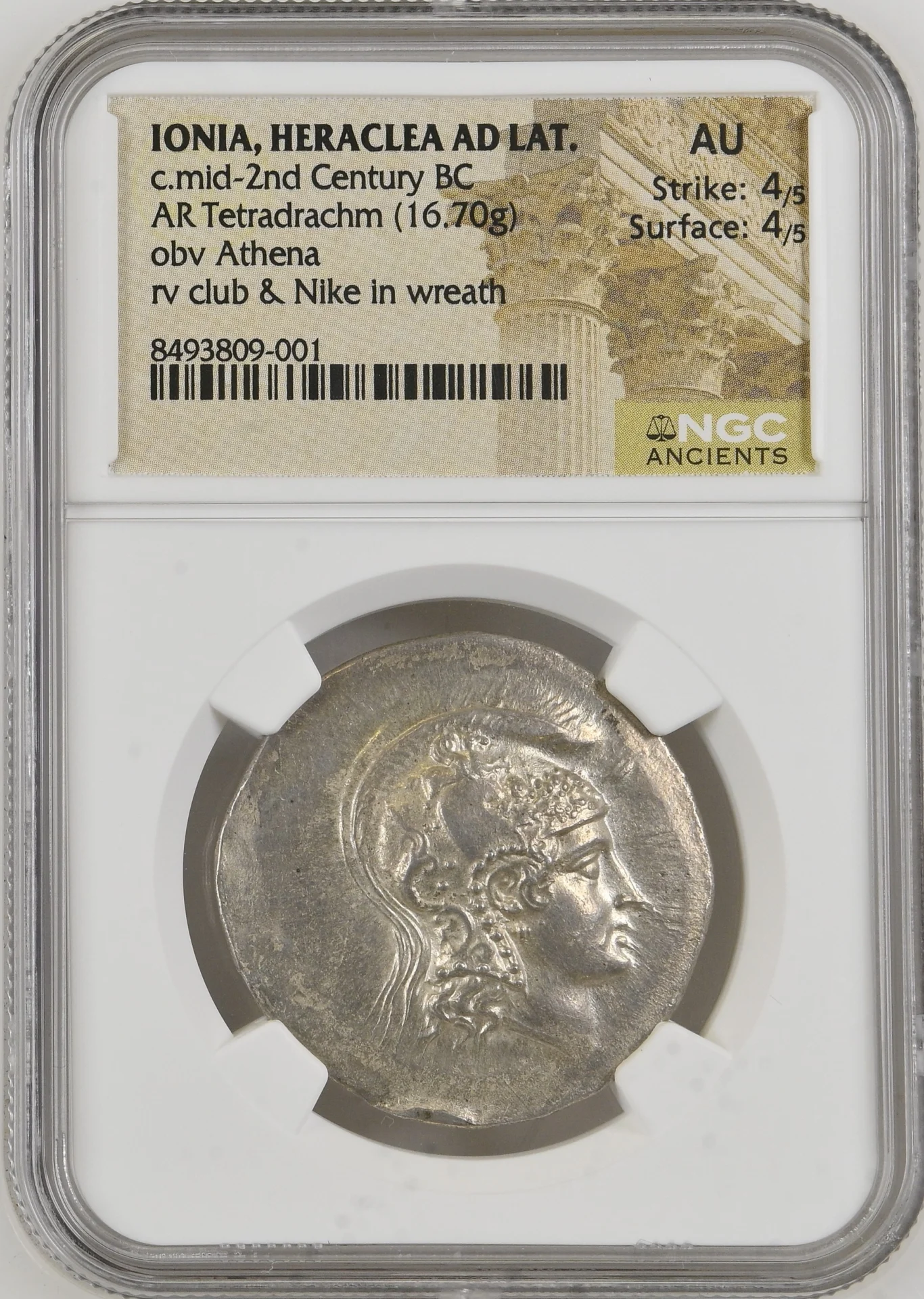 Ancient Coins Greek Ionia Ionia c. mid-2nd Century BC AR Tetradrachm NGC AU 0161477 Ionia c. mid-2nd Century BC AR Tetradrachm NGC AU 0161477