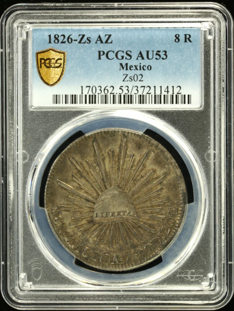 Zacatecas 8 Reales 1826 Zs AZ PCGS AU53 0161621