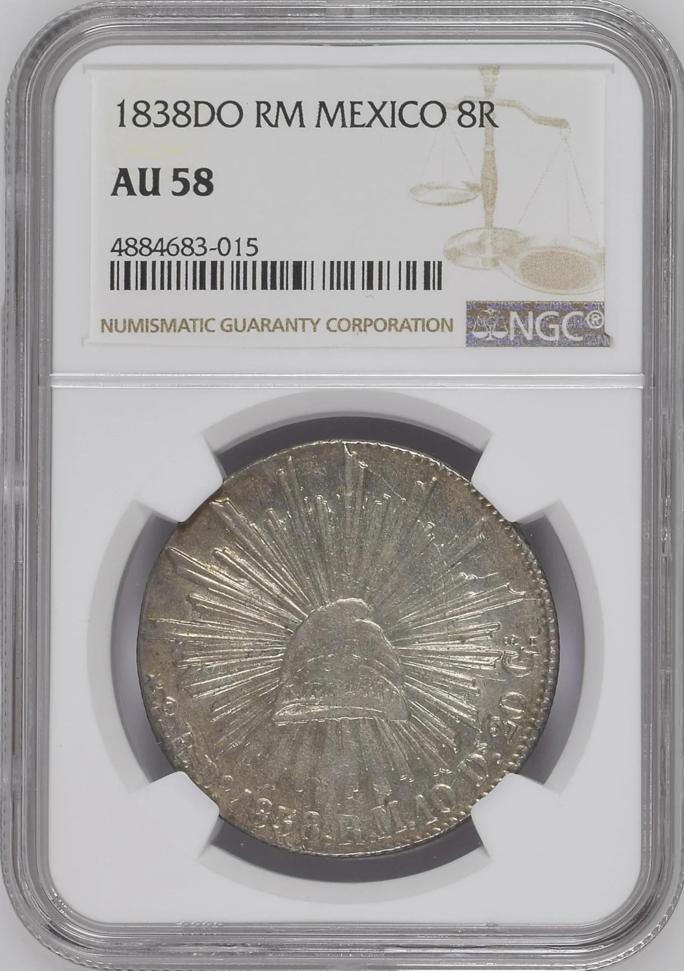 Durango Mexican Coins Republic 8 Reales Durango 8 Reales 1838 Do RM NGC AU58 0161622 Durango 8 Reales 1838 Do RM NGC AU58 0161622Durango 8 Reales 1838 Do RM NGC AU58 0161622