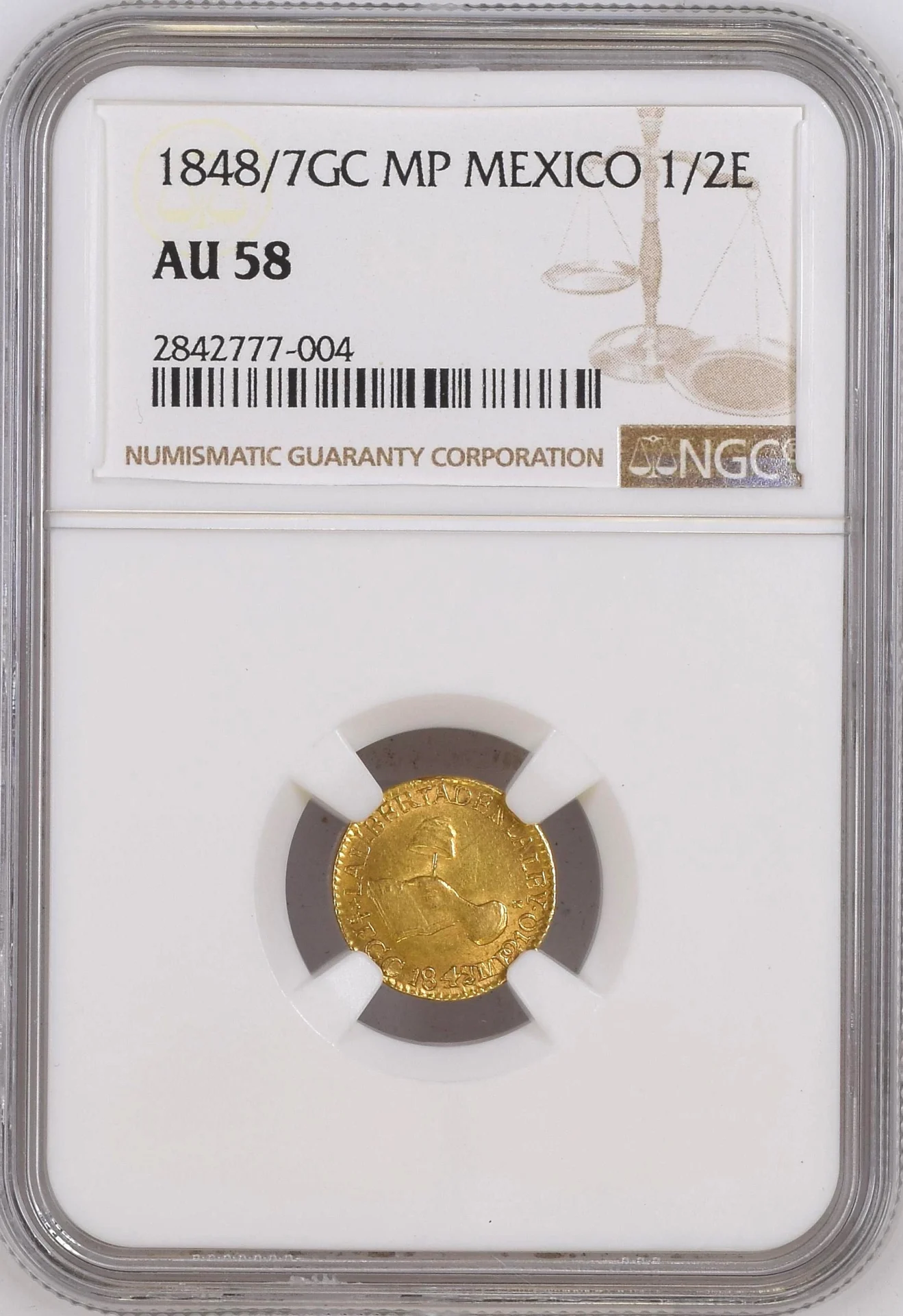 Mexican Coins Modern Gold Modern Gold 1/2 Escudo 1848/7 Gc MP NGC AU58 0161626 Modern Gold 1/2 Escudo 1848/7 Gc MP NGC AU58 0161626Modern Gold 1/2 Escudo 1848/7 Gc MP NGC AU58 0161626