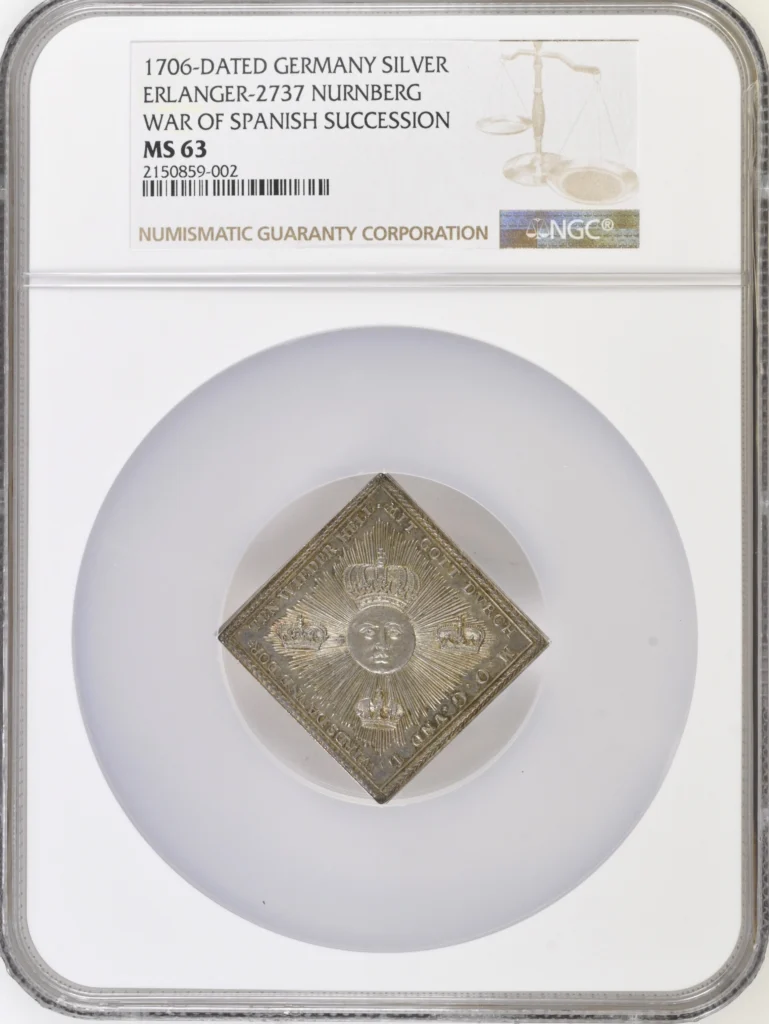 Germany War of Spanish Succession Silver Medal 1706 Nurnberg NGC MS63 0161627