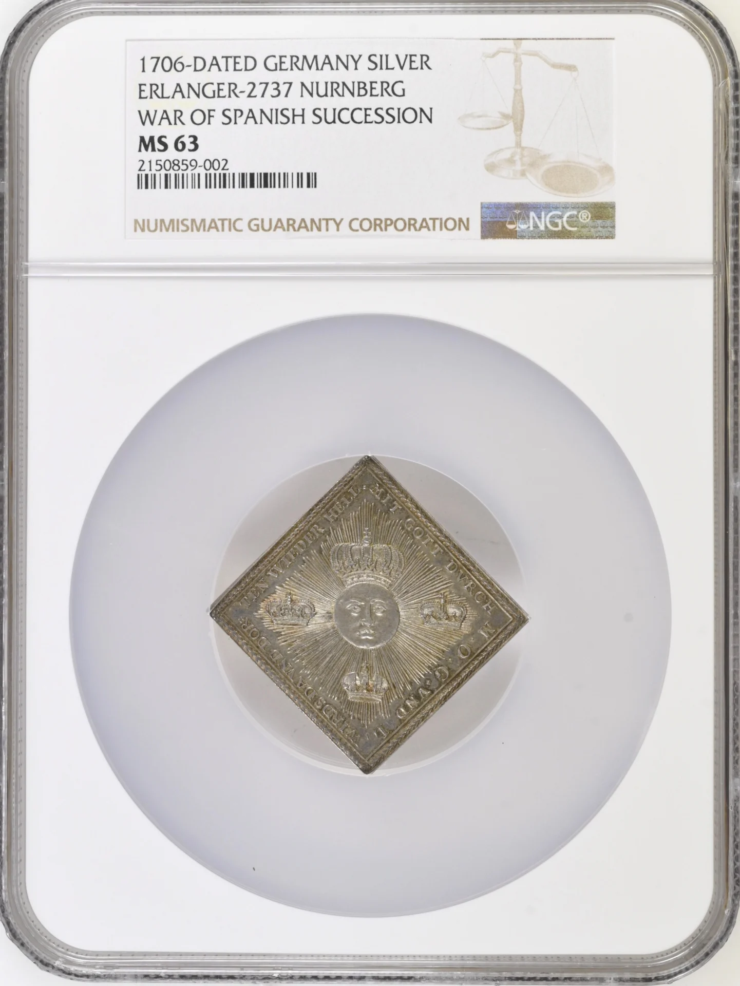Europe Germany World Coins Germany War of Spanish Succession Silver Medal 1706 Nurnberg NGC MS63 0161627 Germany War of Spanish Succession Silver Medal 1706 Nurnberg NGC MS63 0161627