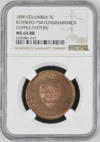 Colombia 2 Centavo 1890 Cundinamarca NGC MS64RB 0161631
