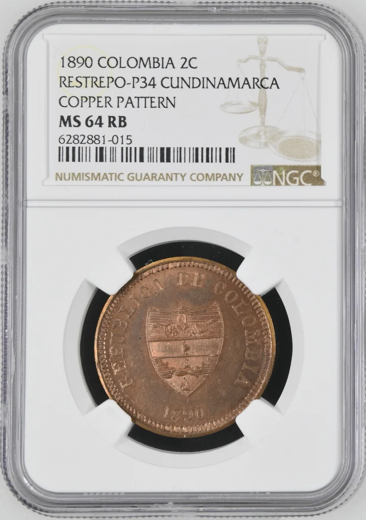 Colombia 2 Centavo 1890 Cundinamarca NGC MS64RB 0161631
