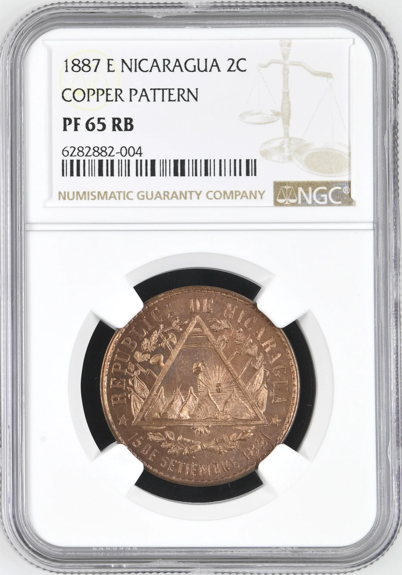 Nicaragua 2 Centavo 1887 E NGC PF65RB 0161632