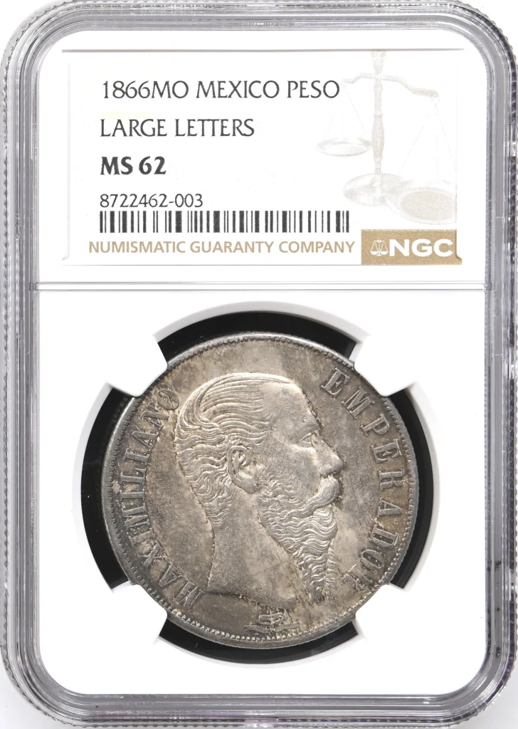 Imperial Era Peso 1866 Mo NGC MS62 0161633