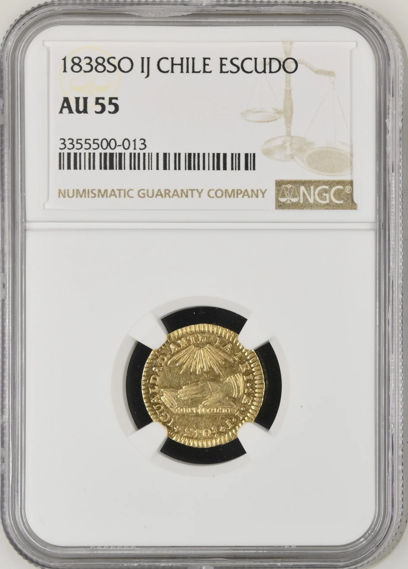 Chile Escudo 1838 So IJ NGC AU55 0161637