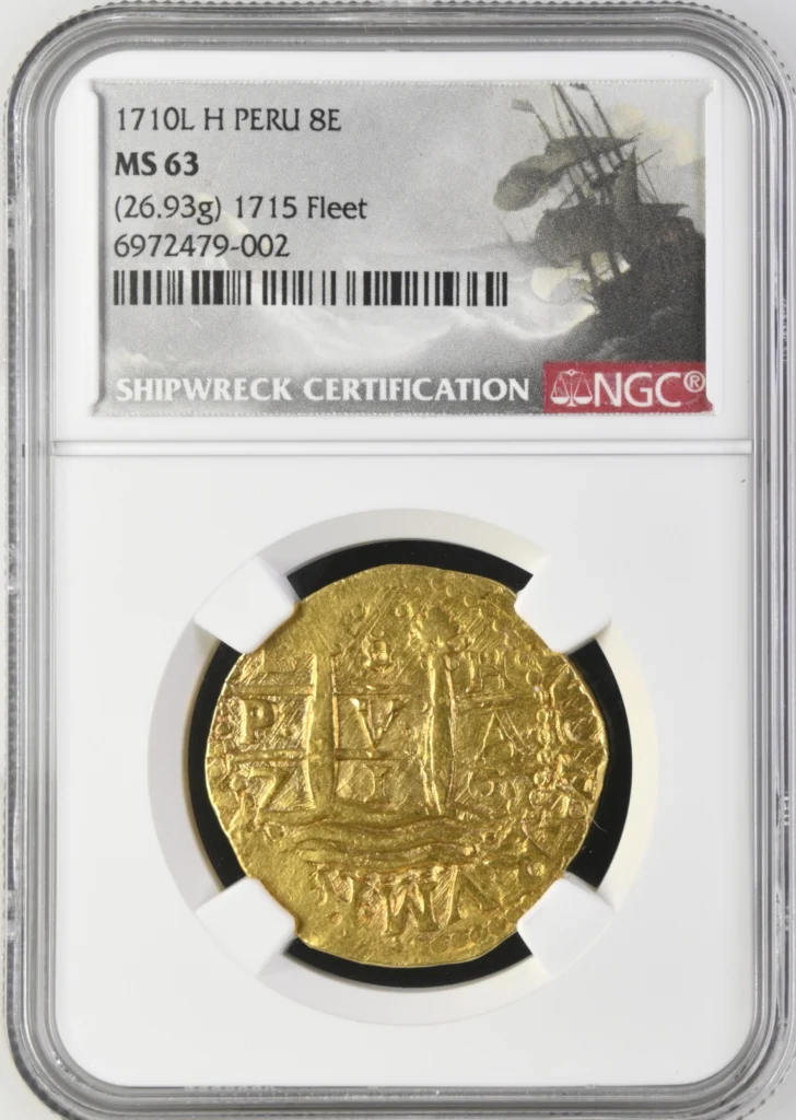 Peru 1715 Fleet (1715) 8 Escudo 1710 L H NGC MS63 0161638