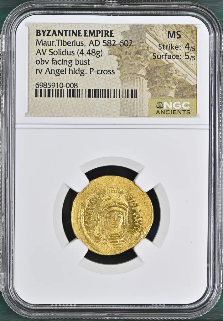 Byzantine Maurice Tiberius 582-602 AD AV Solidus NGC MS 0161643