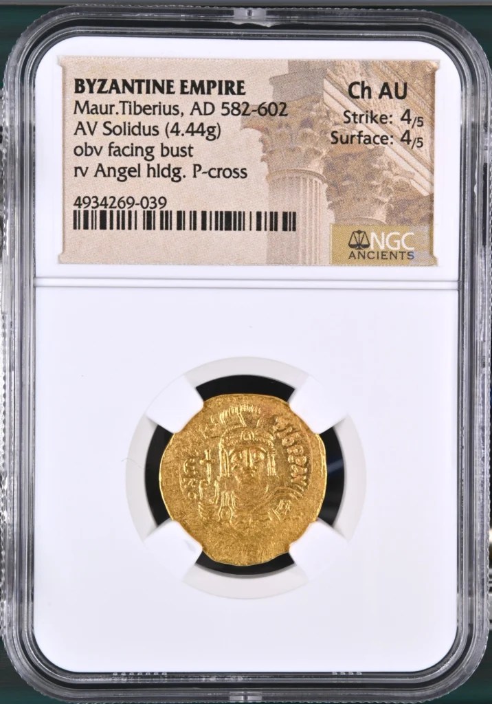 Byzantine Maurice Tiberius 582-602 AD AV Solidus NGC Ch AU 0161646