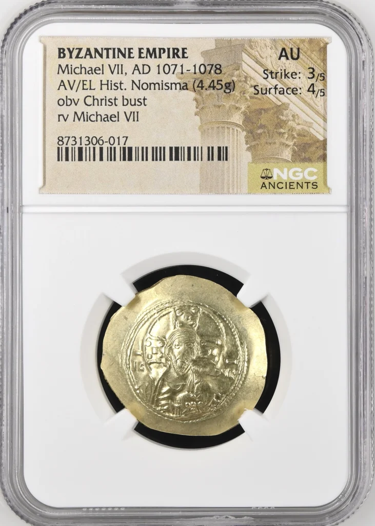 Byzantine Tyre Michael VII 1071-1078 AD AV/EL Histamenon Nomisma NGC AU 0161651