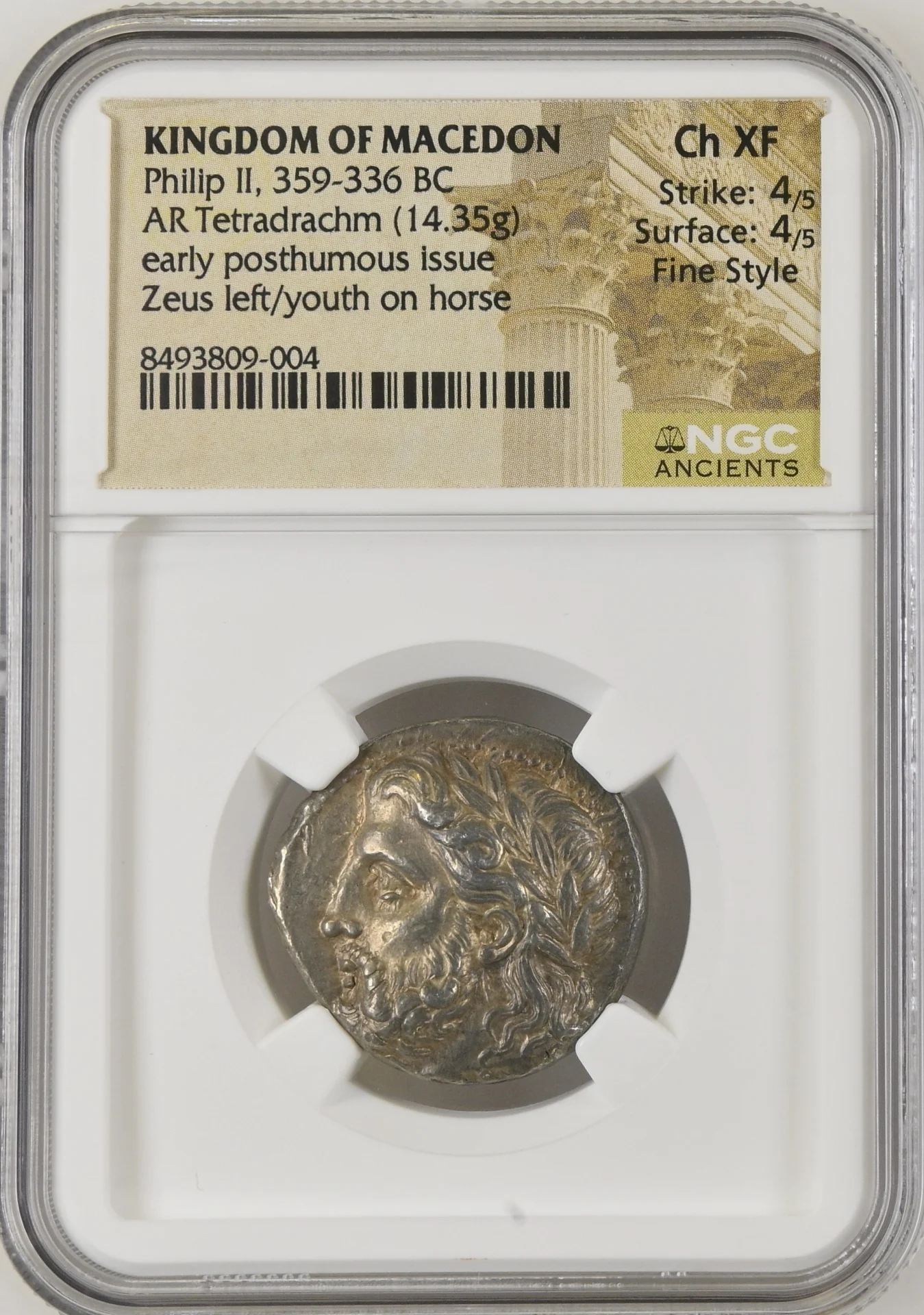 Ancient Coins Greek Macedonian Kings Macedonian Kings Philip II 359-336 BC AR Tetradrachm NGC Ch XF 0161658 Macedonian Kings Philip II 359-336 BC AR Tetradrachm NGC Ch XF 0161658