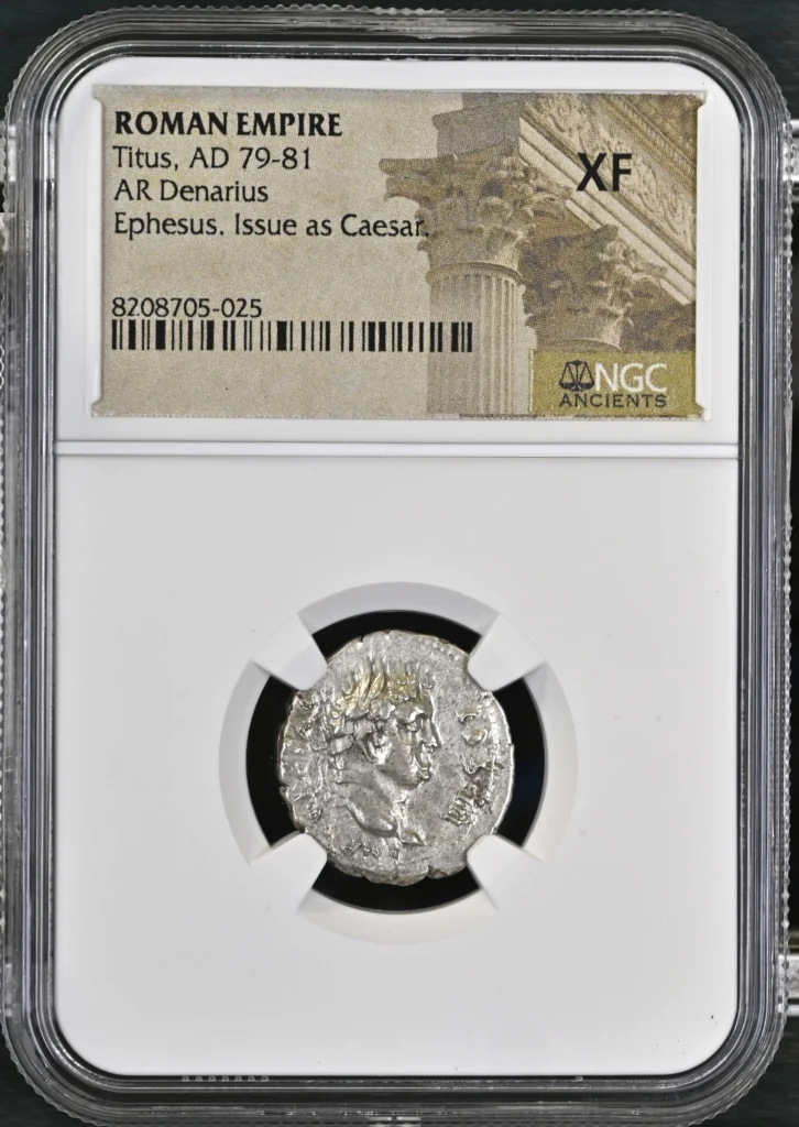 Roman Imperial Titus 79-81 AD AR Denarius NGC XF 0161674