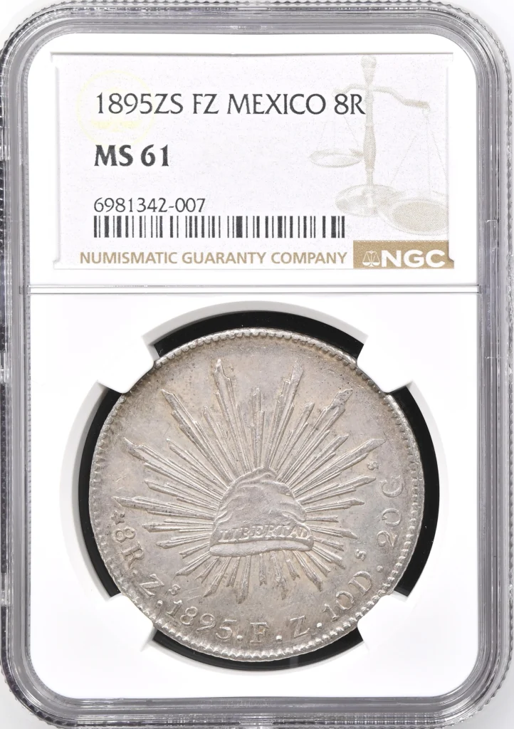 Zacatecas 8 Reales 1895 Zs FZ NGC MS61 0161714