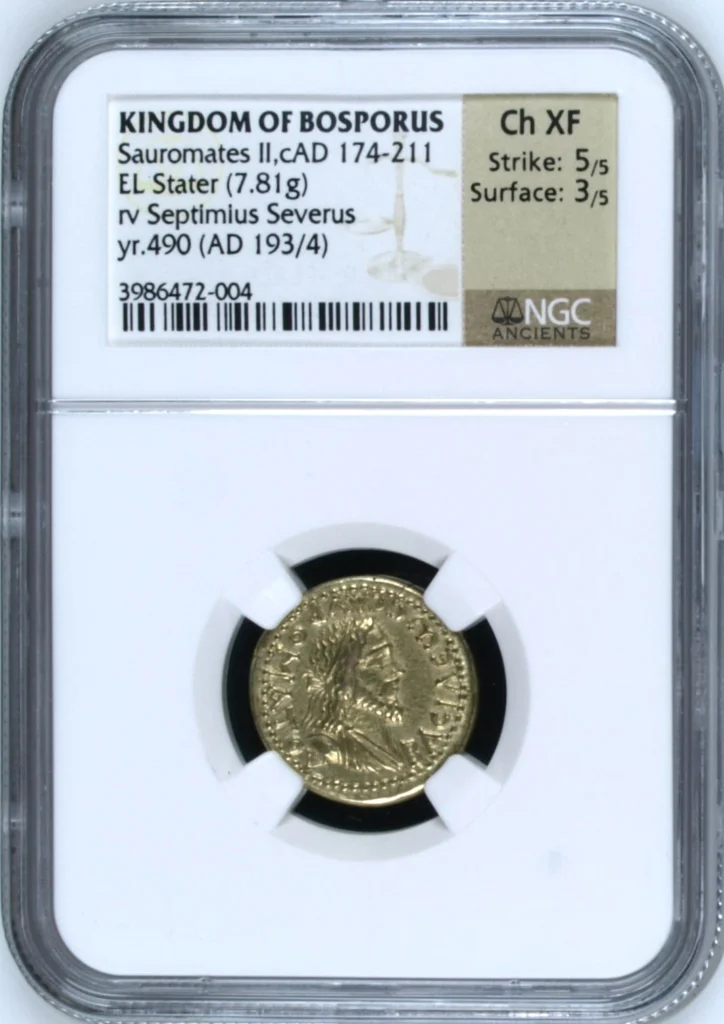 Bosporos Sauromates II 174-211 AD EL Stater NGC Ch XF 0161723