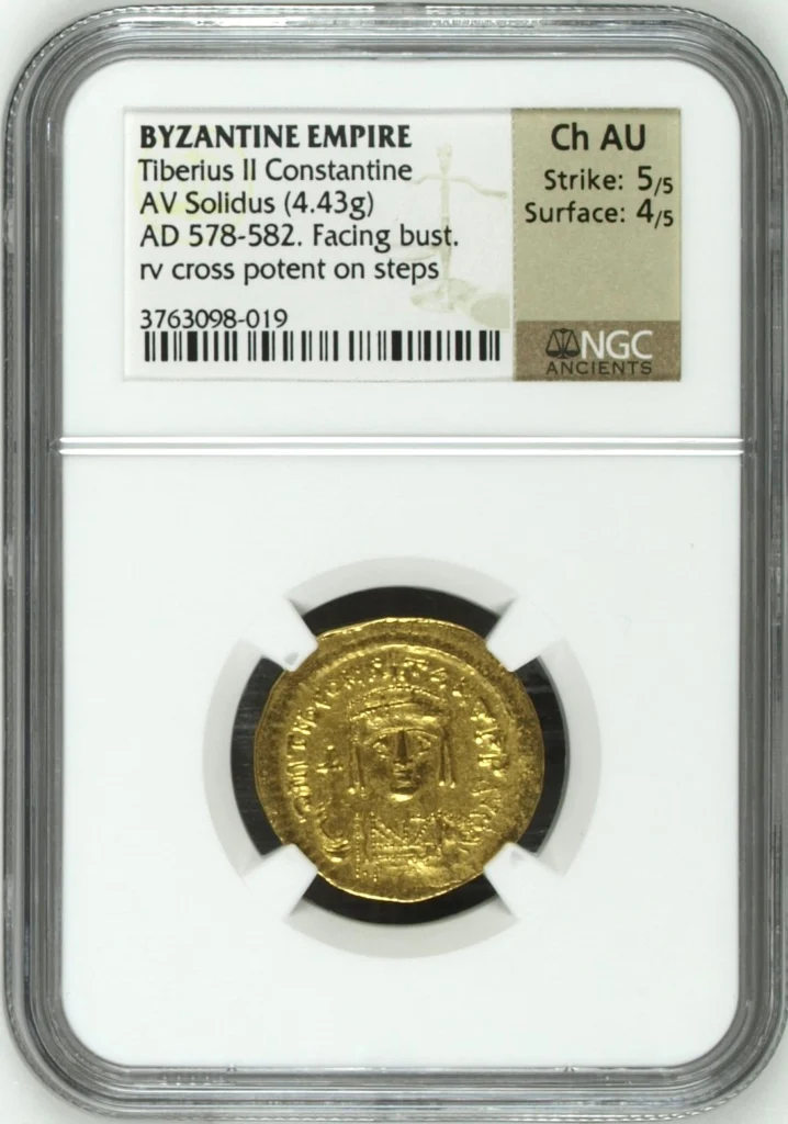 Byzantine Tiberius II Constantine 578-582 AD AV Solidus NGC Ch AU 0161725