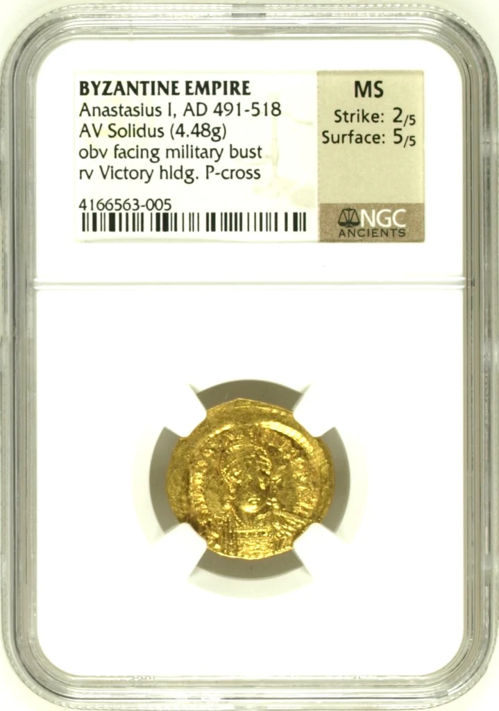 Byzantine Anastasius I 491-518 AD AV Solidus NGC MS 0161726