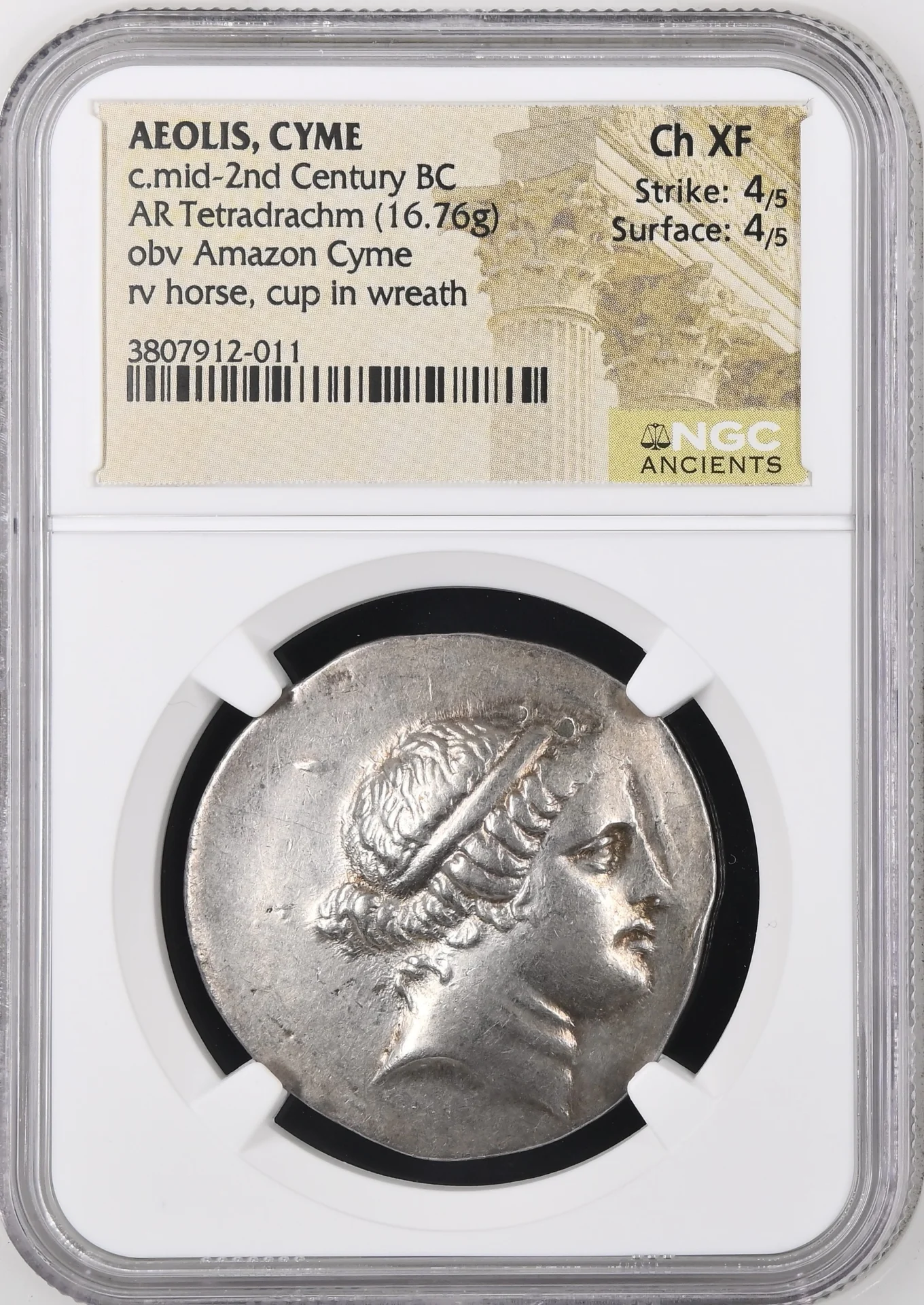 Aeolis Ancient Coins Greek Aeolis Cyme c.mid-2nd Century BC AR Tetradrachm NGC Ch XF 0161727 Aeolis Cyme c.mid-2nd Century BC AR Tetradrachm NGC Ch XF 0161727Aeolis Cyme c.mid-2nd Century BC AR Tetradrachm NGC Ch XF 0161727